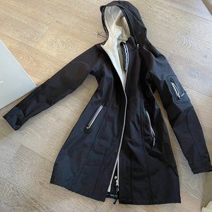 ILSE JACOBSEN luxury raincoat micro-fleece lined 38 8 warm 3/4 length